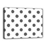 Polka Dots - Dark Gray on White Canvas 16  x 12  (Stretched)