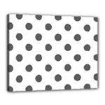 Polka Dots - Dark Gray on White Canvas 20  x 16  (Stretched)