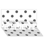 Polka Dots - Dark Gray on White BELIEVE 3D Greeting Card (8x4)