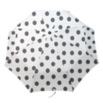 Polka Dots - Dark Gray on White Folding Umbrella