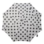 Polka Dots - Dark Gray on White Hook Handle Umbrella (Large)
