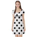 Polka Dots - Black on White Short Sleeve Skater Dress