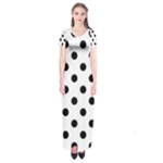 Polka Dots - Black on White Short Sleeve Maxi Dress