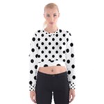 Polka Dots - Black on White Women s Cropped Sweatshirt