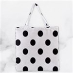 Polka Dots - Black on White Grocery Tote Bag
