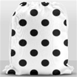 Polka Dots - Black on White Drawstring Bag (Large)