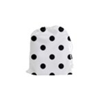Polka Dots - Black on White Drawstring Pouch (S)