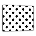 Polka Dots - Black on White Canvas 20  x 16  (Stretched)