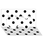 Polka Dots - Black on White Twin Hearts 3D Greeting Card (8x4)