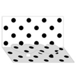 Polka Dots - Black on White Twin Heart Bottom 3D Greeting Card (8x4)