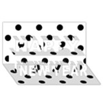 Polka Dots - Black on White Happy New Year 3D Greeting Card (8x4)