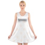 Polka Dots - Seashell on White V-Neck Sleeveless Dress