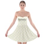 Polka Dots - White on Beige Strapless Bra Top Dress