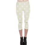 Polka Dots - White on Beige Capri Leggings