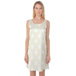 Polka Dots - White on Beige Sleeveless Satin Nightdress