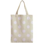 Polka Dots - White on Beige Zipper Classic Tote Bag