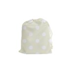 Polka Dots - White on Beige Drawstring Pouch (S)