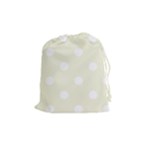 Polka Dots - White on Beige Drawstring Pouch (M)