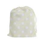 Polka Dots - White on Beige Drawstring Pouch (XL)