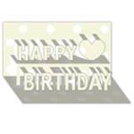 Polka Dots - White on Beige Happy Birthday 3D Greeting Card (8x4)