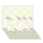 Polka Dots - White on Beige BOY 3D Greeting Card (7x5)