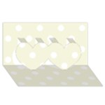 Polka Dots - White on Beige Twin Hearts 3D Greeting Card (8x4)