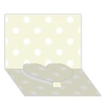 Polka Dots - White on Beige Heart Bottom 3D Greeting Card (7x5)