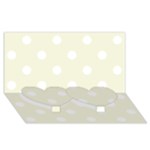 Polka Dots - White on Beige Twin Heart Bottom 3D Greeting Card (8x4)
