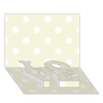 Polka Dots - White on Beige LOVE Bottom 3D Greeting Card (7x5)