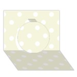 Polka Dots - White on Beige Circle 3D Greeting Card (7x5)