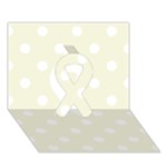 Polka Dots - White on Beige Ribbon 3D Greeting Card (7x5)