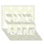 Polka Dots - White on Beige TAKE CARE 3D Greeting Card (7x5)