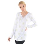 Polka Dots - Beige on White Women s Tie Up Tee