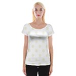 Polka Dots - Beige on White Women s Cap Sleeve Top