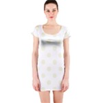 Polka Dots - Beige on White Short Sleeve Bodycon Dress
