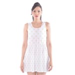 Polka Dots - Beige on White Scoop Neck Skater Dress