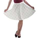 Polka Dots - Beige on White A-line Skater Skirt
