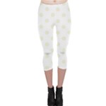 Polka Dots - Beige on White Capri Leggings