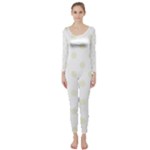 Polka Dots - Beige on White Long Sleeve Catsuit