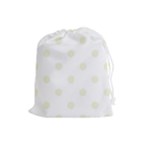 Polka Dots - Beige on White Drawstring Pouch (L)
