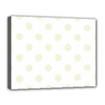 Polka Dots - Beige on White Canvas 14  x 11  (Stretched)