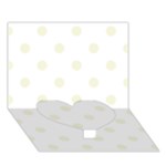 Polka Dots - Beige on White Heart Bottom 3D Greeting Card (7x5)