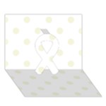 Polka Dots - Beige on White Ribbon 3D Greeting Card (7x5)