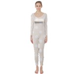 Polka Dots - White on Linen Long Sleeve Catsuit