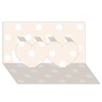 Polka Dots - White on Linen Twin Hearts 3D Greeting Card (8x4)