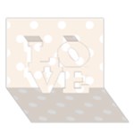Polka Dots - White on Linen LOVE 3D Greeting Card (7x5)