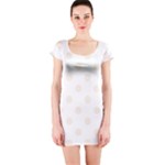 Polka Dots - Linen on White Short Sleeve Bodycon Dress