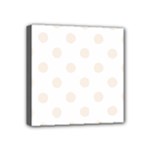 Polka Dots - Linen on White Mini Canvas 4  x 4  (Stretched)