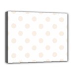 Polka Dots - Linen on White Canvas 14  x 11  (Stretched)