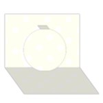 Polka Dots - White on Ivory Circle 3D Greeting Card (7x5)